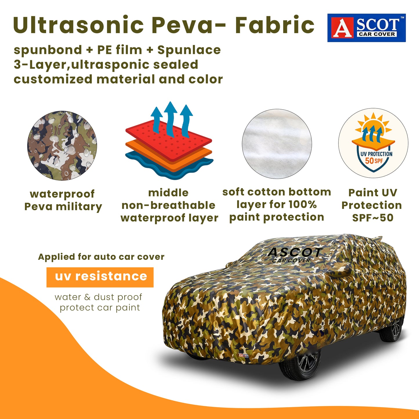 Ascot Car Body Covers for Honda | Tomy Jungle | Waterproof, Custom-Fit with Mirror Pockets | 3-Layer Protection | Heat & UV Resistant for Indoor & Outdoor Use
