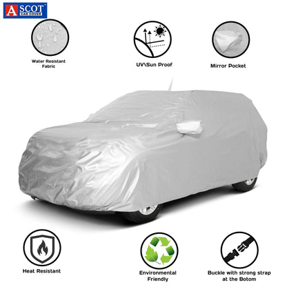 Ascot Tata Punch Car Body Cover with Mirror and Back Antenna Pockets Dust Proof, Trippel Stitched