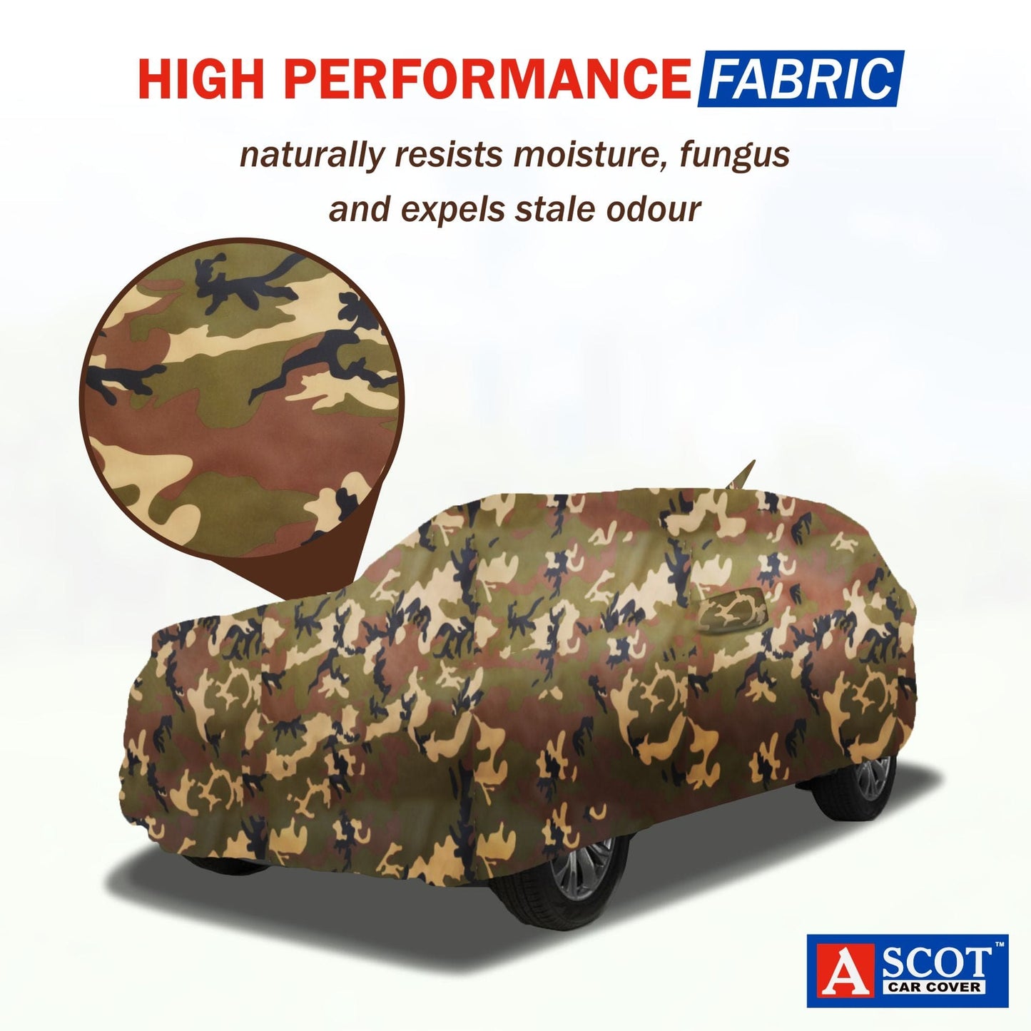 ASCOT, CAR COVER Premium | Lifetime Jungle | Car Cover for Maruti Suzuki Brezza Water-repellent & Heat-Resistant | UV Shield, Dustproof, Stormproof | Mirror Pockets, Belt & Buckle Lock