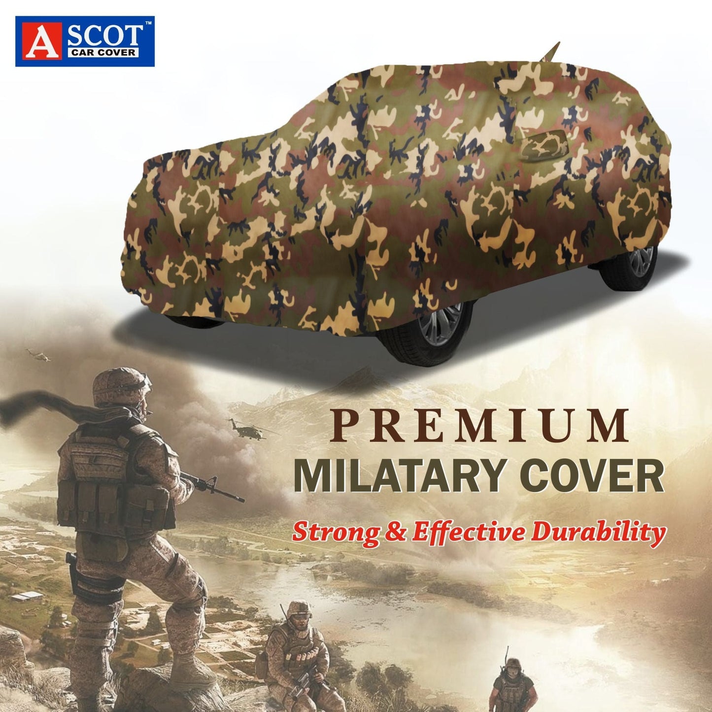 Ascot Mahindra 3XO Car Body Cover Extra Strong & Dust Proof Jungle Military Car Cover with UV Proof & Water-Resistant Coating
