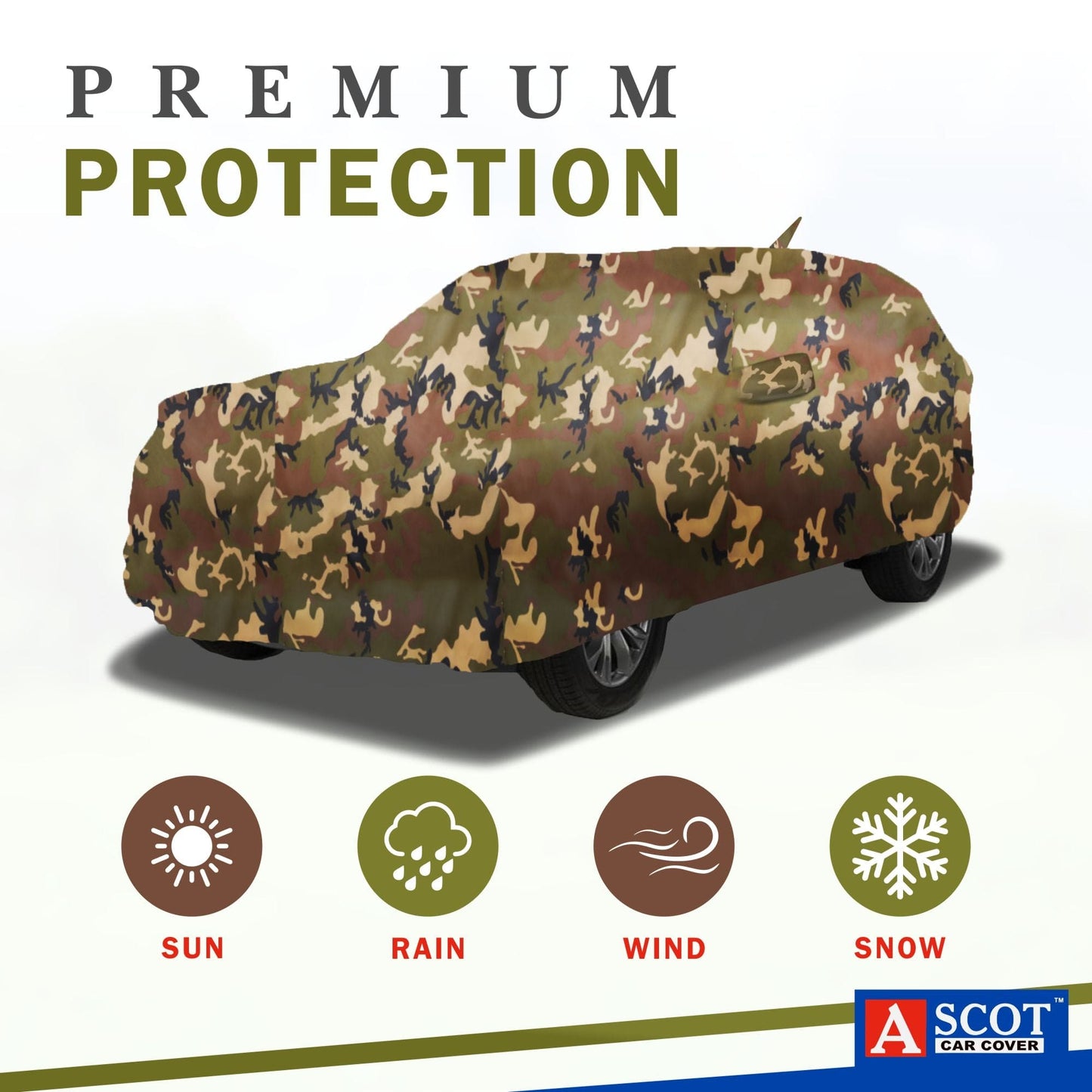 Ascot MG Astor Car Body Cover Extra Strong & Dust Proof Jungle Military Car Cover with UV Proof & Water-Resistant Coating