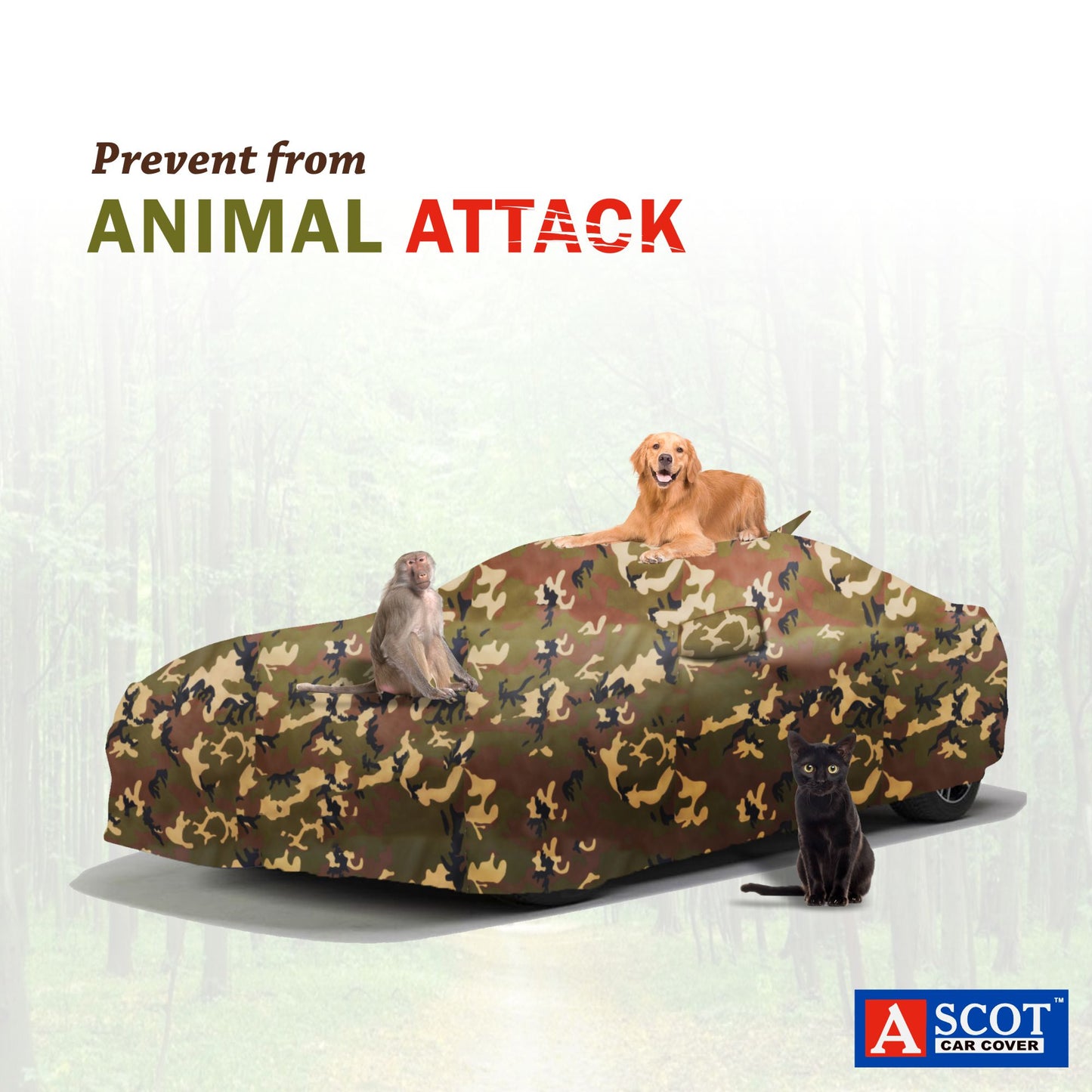 ASCOT, CAR COVER Premium | Lifetime Jungle | Car Cover for Maruti Suzuki DZIRE Water-repellent & Heat-Resistant | UV Shield, Dustproof, Stormproof | Mirror Pockets, Belt & Buckle Lock