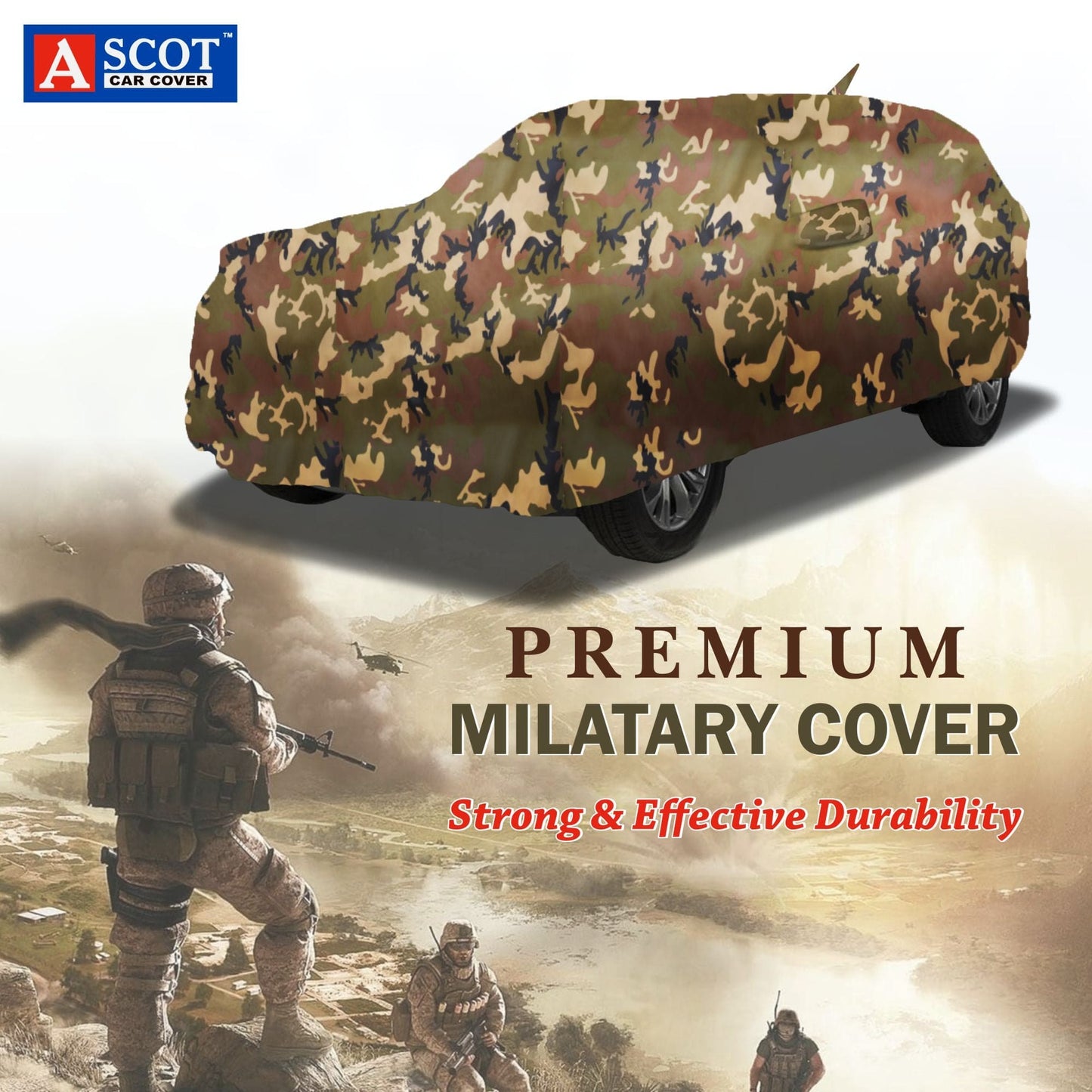 ASCOT, CAR COVER Premium | Lifetime Jungle | Car Cover for Maruti Suzuki Brezza Water-repellent & Heat-Resistant | UV Shield, Dustproof, Stormproof | Mirror Pockets, Belt & Buckle Lock