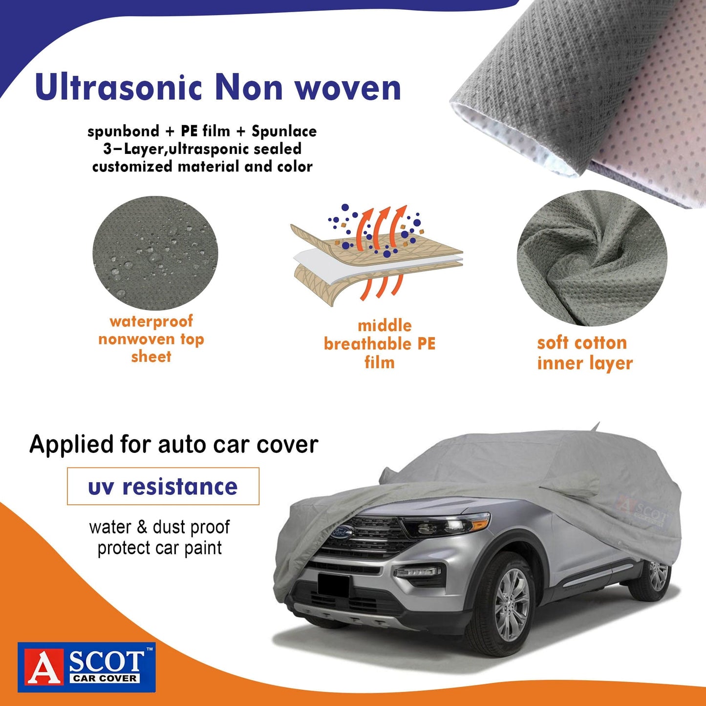 ASCOT, CAR COVER Premium 3-Layer Waterproof & Heat-Resistant Car Cover for Maruti Suzuki Nexa Invicto | UV Shield, Dustproof, Stormproof, Cotton Lining | Mirror Pockets, Belt & Buckle Lock