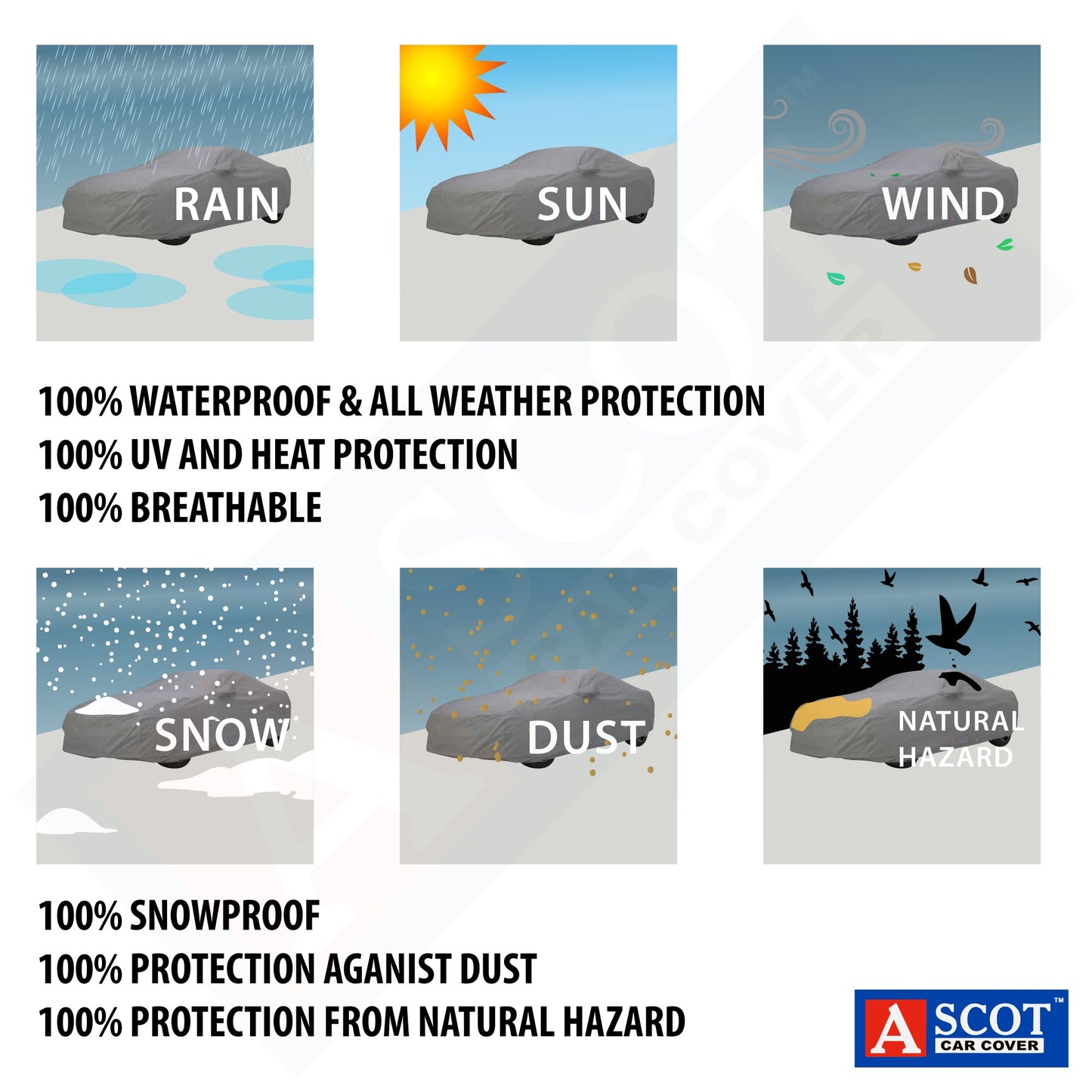 ASCOT, CAR COVER Premium 3-Layer Waterproof & Heat-Resistant Car Cover for Maruti Suzuki Nexa CIAZ | UV Shield, Dustproof, Stormproof, Cotton Lining | Mirror Pockets, Belt & Buckle Lock