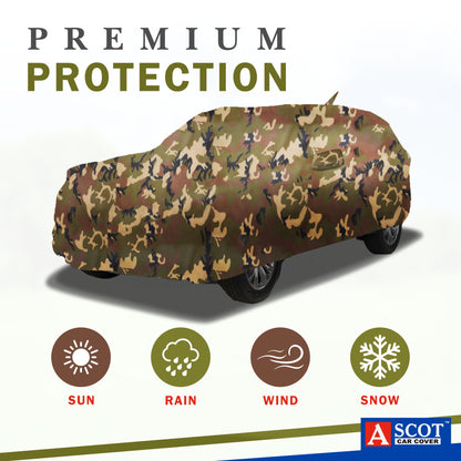 Ascot Audi Q2 2017-2025 Model Car Body Cover Extra Strong & Dust Proof Jungle Military Car Cover with UV Proof & Water-Resistant Coating