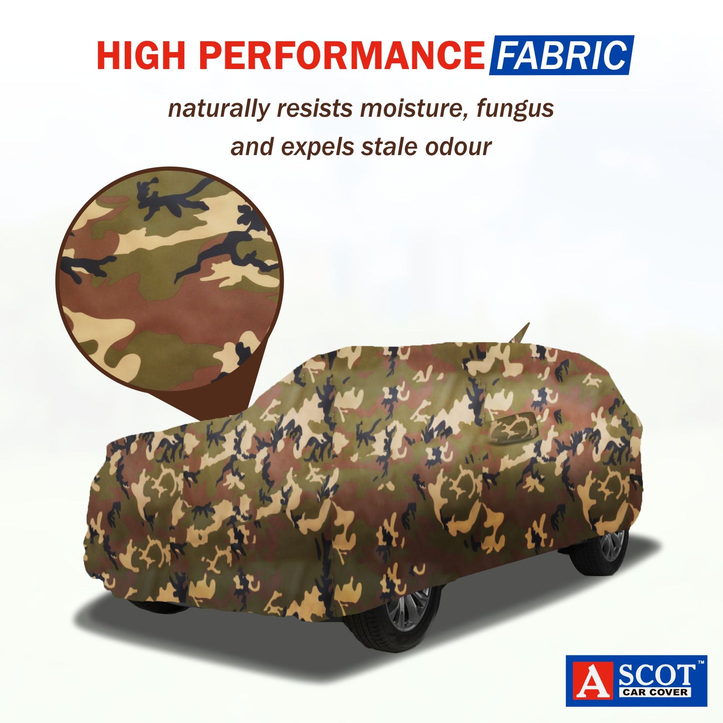 Ascot Audi Q2 2017-2025 Model Car Body Cover Extra Strong & Dust Proof Jungle Military Car Cover with UV Proof & Water-Resistant Coating
